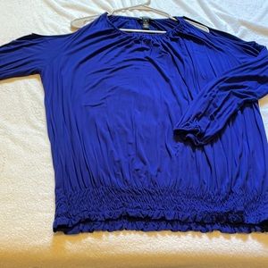 INC international concepts blue cut out shoulder blouse